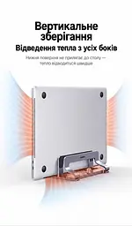 Вертикальная подставка для ноутбуков UGREEN LP258 для толщины 12–26 мм с двумя пазами для диагонали до 15,6″ с независимой регулировкой ширины пазов с настройкой без инструментов с силиконовыми накладками против скольжения и царапин с открытой конструкцией для отвода тепла с пазами для упорядочивания кабелей также для планшетов телефонов и книг космический серый с чёрными вставками (60643) - миниатюра 7