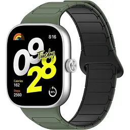 Ремінець DK CDK для Xiaomi Mi Smart Band 9 Pro Silicone Shaped Magnetic Band (018838) (green / black) - мініатюра 2