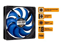 Корпусний вентилятор Frime Black/Blue (FBF120HB20PWM) - мініатюра 2