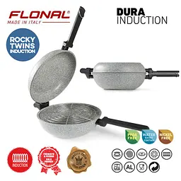 Сковорода подвійна Flonal Dura Induction Rocky Twins 28 см з решіткою (RKIWP2830) - мініатюра 5