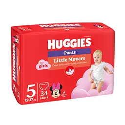 Підгузки-трусики для дівчаток Huggies Little Movers Pants 5 (12-17 кг) 34 шт. - мініатюра 2