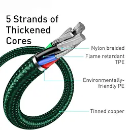 Кабель Baseus Display Fast Charging Cable USB to Type-C 66W 1m CASX020006 Green - мініатюра 3