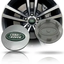 Ковпак колеса Land Rover 63 x 47 мм срібло Зелений логотип пластик 1 шт (OEM BJ32-1130-AB)