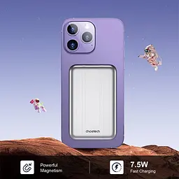 Універсальна мобільна батарея Choetech Magnetic Wireless 5000mAh USB-A, USB-C In/Out B655 - мініатюра 3