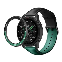 Безель і шкіряний ремінець Sikai для смартгодинника Xiaomi Watch S3/S4 Black-green - мініатюра 2