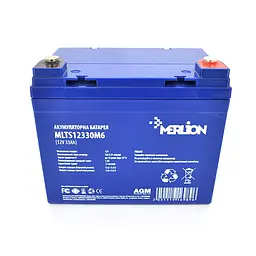 Акумуляторна батарея MERLION FOR TESLA AGM MLTS12330M6 12 V 33 Ah (195 x 130 x 155 (165)), 11.8 kg Blue Q1