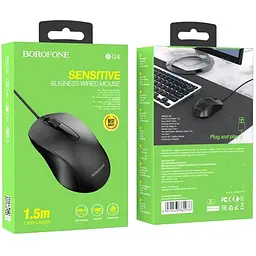 Миша провідна BOROFONE Business wired mouse BG4 чорна - мініатюра 3