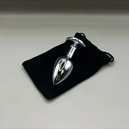 Сталева анальна пробка Buttplug з кристалом 6,4x2,3 см Сріблястий - мініатюра 4