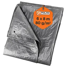 Тент тарпауліновий Polax 6 x 8 м, 80 гр/м2, з вушками, двостороння ламінація (70-113) - мініатюра 4
