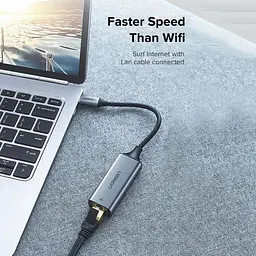 Провідний мережевий адаптер USB C - RJ45 Ethernet UGREEN Thunderbolt 3 Grey (CM199) - мініатюра 2