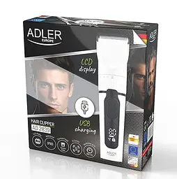 Акумуляторна машинка для стрижки волосся Adler AD 2839 з дисплеєм IPX6 2000 мАг 6 насадок Turbo режим - мініатюра 4
