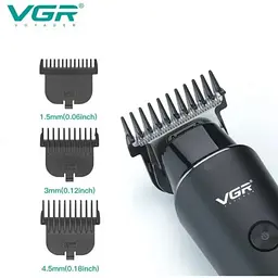Тример для волосся VGR V-937, з LED дисплеєм, USB зарядкою та 3 насадками - мініатюра 7