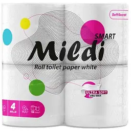 Туалетний папір MILDI 4шт 2шар SMART цел.