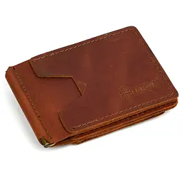 Затискач із монетницею шкіряний коньячний Tarwa 11.5х8х1 см acs0032185 - мініатюра 3