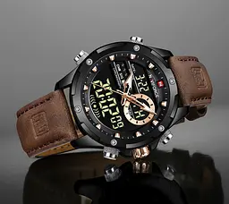 Наручний годинник чоловічий NaviForce Pride Darkside 2 ремінці Чорний (3592) - мініатюра 3