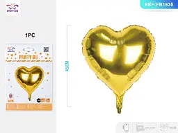 Балон серце золоте 45 см 1 шт - мініатюра 2