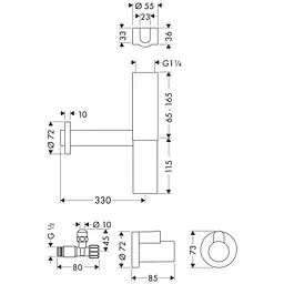 Сифон для умивальника Hansgrohe Flowstar, набір, Хром 52120000 - мініатюра 2