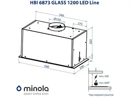 Витяжка вбудована Minola HBI 6873 BL GLASS 1200 LED LINE - мініатюра 9
