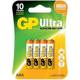 Батарейка GP Ultra Alkaline ААА LR03 (24AU-U4) 4 шт.