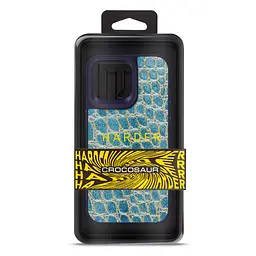 Кожаный чехол для Apple iPhone 14 Pro Max, Harder Crocosaur, синий, термополиуретан ТПУ + экокожа с текстурой крокодила, панель, защита корпуса, противоударный, микрофибра, рамка вокруг камеры, защита всего корпуса, (ARM76730) - мініатюра 3