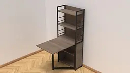 Стіл книжка з етажеркою Практик 2 Ferrum-decor 1555x640x990 Чорний метал ДСП Дуб Сонома Трюфель 16 мм (FRD-104629) - мініатюра 2