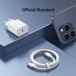 МЗП Usams US-OYXLTZ01 CC226 PD20W (1USB-C) + кабель Type-C to Type-C White - мініатюра 3