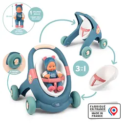 Коляска для ляльок Smoby Little для прогулянок 3в1, з пупсом, синій (140308) - мініатюра 6