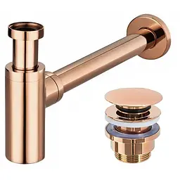 Сифон універсальний для умивальника Rea rose gold click-clack золото розове REA-A8541, Теплий захід сонця