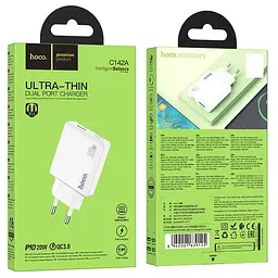 МЗП Hoco C142A Direct PD20W+QC3.0 (1USB-A/1C) White - мініатюра 5