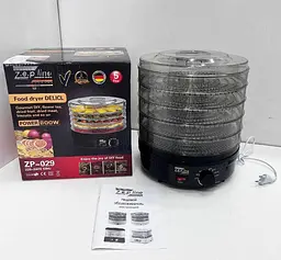Сушарка для овочів та фруктів Zepline ZP-029 сушарка дегідрататор 800 Вт Чорна - мініатюра 2