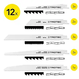 Набір пиляльних полотен для пили шабельної Trotec Wood/Metal Set 12 шт. (DAS302824) - мініатюра 2