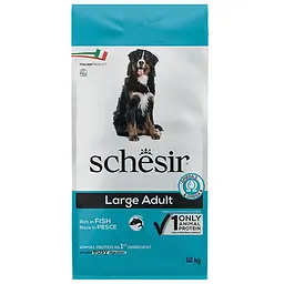 Сухий монопротеїновий корм Schesir Dog Large Adult Fish Шезір для дорослих собак великих порід з рибою 12 кг (ШСВКР12)