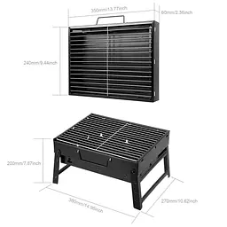 Портативний гриль Складаний барбекю грати 35 x 27 x 20 см BBQ Grill Portable чорний - мініатюра 6