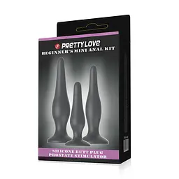 Набір анальних пробок - Pretty Love Begginer's Mini Anal Kit Black - мініатюра 8