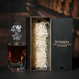 Подарунковий набір віскі Whiskey Stones №11 графин Bohemia Quadro в дерев'яному пеналі - мініатюра 4