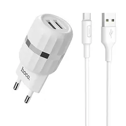Мережевий адаптер блок Hoco C41A Wisdom у комплекті Micro-usb кабель