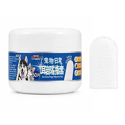 Вологі серветки на палець для вух собак і котів DoggyMan Ear Care Finger Wipes Доггімен 50 шт