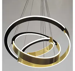 Світлодіодна люстра підвісна Artlight 2301/3 з трьома кільцями в чорно-золотому кольорі. - мініатюра 2