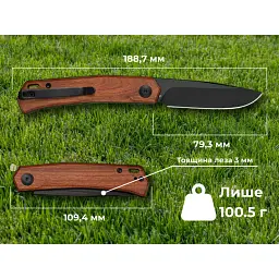 Ніж складаний кишеньковий Sencut Braxx, (7.93 см) D2 / Guibourtia Wood дерево - мініатюра 10