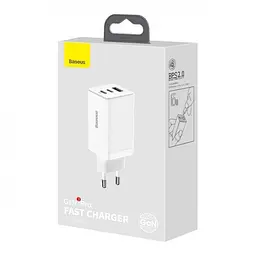 Сетевое зарядное устройство Baseus GaN3 Pro Fast Charger 2C+U на 65W (CCGP050102) блок белый - мініатюра 5