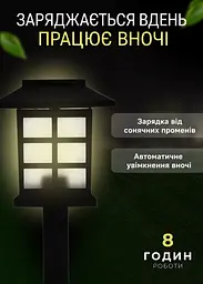 Садові газонні світильники на сонячній батареї Японський стиль 6 шт чорні з теплим білим світлом (49675869) - мініатюра 3