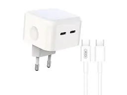 Зарядний пристрій XO L102 35 W/2 USB-C + Type-C NB124 White