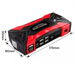 Пускозарядний пристрій бустер Jump Starter QY33 99800mAh 4 USB Чорно-червоний - мініатюра 6