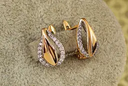 Сережки Xuping Jewelry вогнище з родієм 1,4 см золотисті - мініатюра 2