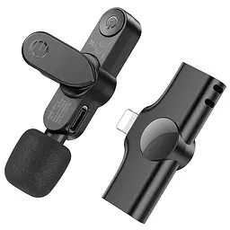Петличний бездротовий мікрофон Borofone BFK12 Trophy lavalier Lightning Black - мініатюра 4