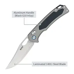 Ніж складаний туристичний SRM Retriever 9203-AK (9 см) 140Cr / G10 чорно-сірий - мініатюра 9