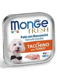 Вологий корм MONGE DOG Fresh для дорослих собак, з індичкою, 100 г