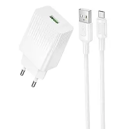 МЗП Borofone BAS72A Source QC3.0 (1USB-A) + кабель USB to MicroUSB White