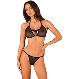 Напівпрозорий комплект Obsessive Celia Noir 2-pcs Set XS/S