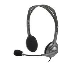 Навушники Logitech H110, Grey, 3.5 мм, поворотний мікрофон, регулятор гучності, 32 Ом, 1.8 м (981-000271)